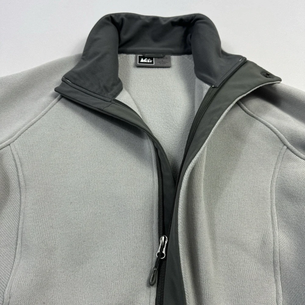REI Women's Sweater Jacket Full Zip Long Sleeve Polyester Gray Women's Large‎